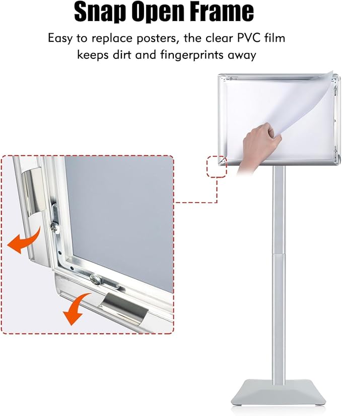 Sign Stand for Display, 11lbs Integrated Rod Heavy Duty Pedestal Floor Signage Stand Holder, for Outdoor or Indoor Advertising (11 x 17, Silver, 3Pack)