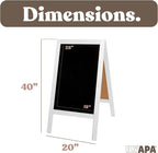 Ilyapa Wooden A-Frame Sign with Eraser & Chalk - 40 x 20 Inches Magnetic Sidewalk Chalkboard – White Menu Display for Restaurant, Business Or Wedding