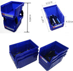 Pe&Hui Storage Organizer Bins,Wall Mount Storage Parts Rack,Stackable Shop Tool Bins for store Screws,Small Parts,Office Supplies and other Accessories Blue (6Pack)