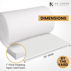 AK Trading CO. 1” Thick Open Cell Upholstery Foam Padding – 56” Wide – by The Yard – Soft, Upholstery, Crafts & DIY Projects Foam