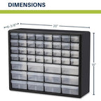 Akro-Mils 44-Drawer Plastic Drawer Storage Cabinet for Garage Organization, Bead Organizer, Building Bricks Storage, Teacher Toolbox, Makeup Organizer, 20-Inch W x 6-Inch D x 16-Inch H, 10144 Black