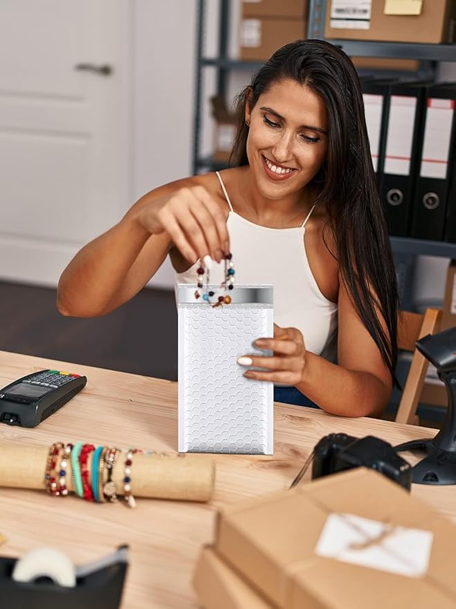 GSSUSA White Bubble Mailers 4x7 Small Padded Envelopes 4000 Pack,Strong Adhesion Bubble Mailer Self-Seal Bubble Envelopes for Small Business