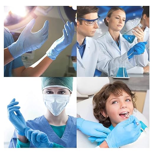 Basic Medical Synmax Vinyl Exam Gloves - Latex-Free & Powder-Free - X-Large, BMPF-3004 Blue 2 Boxes of 100