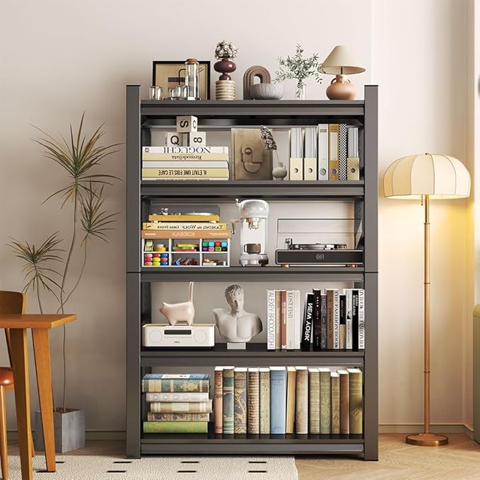 Garage Shelving Units, Heavy Duty 5-Tier Storage Shelves, Metal Adjustable Storage Rack, Steel Shelves, 2750 lbs Capacity, Industrial Shelving for Heavy Tools (Black, 16"Dx36"Wx70"H, 5-tier)