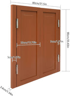 Solid Wood Interior Swing Door with Metal Hinges - Swinging Cafe Doors for Kitchen, Stairs, Bedroom Entrance & Partition (Brown, 31.5"X35.43")
