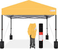 Best Choice Products 10x10ft 1-Person Setup Pop Up Canopy Tent Instant Portable Shelter w/ 1-Button Push, Case, 4 Weight Bags - Marigold