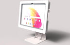 TABcare Anti-Theft Acrylic Case with 360 Rotate 180 Swivel Metal Desktop Stand & 90-Degree USB C Cable for Samsung Galaxy TAB S7/S8/S9/S11 11, S9/S10 FE 10.9 Tablet (White)