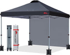 MASTERCANOPY Durable Pop-up Canopy Tent with 1 Sidewall (8'x8',Black)