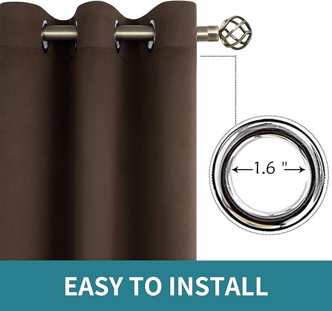 BGment Blackout Curtains for Living Room - Grommet Thermal Insulated Room Darkening Curtains for Bedroom, Set of 2 Panels (52 x 63 Inch, Brown)