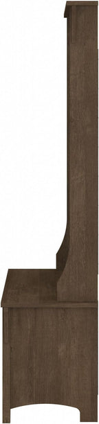 Bush Furniture Salinas Hall Tree with Shoe Storage Bench in Ash Brown, Multi-Purpose Home Organizer, Entryway Solution with Seating and Hooks