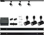 Amped Collection 3-Light 48in Field Cuttable LED Track Lighting Kit with 3 LED 5-CCT Selectable Track Heads, 4ft Track, End Caps, Floating Feed in Black Finish