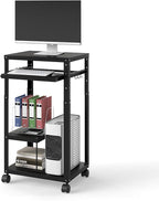 tonchean AV Presentation Cart with Keyboard Tray, Heavy Mobile Workstation Presentation Cart,AV Cart with Adjustable Shelves for Video Projector Laptop Computer, Media Cart for School Classroom Office