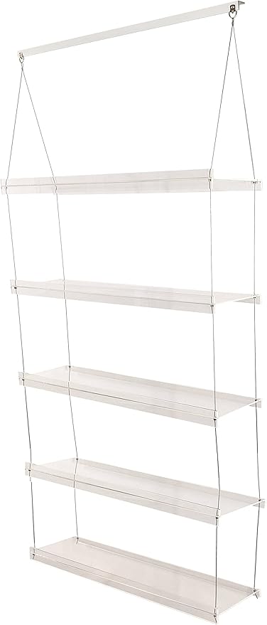 Hanging Acrylic Shelves for Windows (34" Wide, 5 Shelves - 66" Tall)