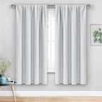 JIUZHEN Blackout Curtains for Bedroom– Thermal Insulated,Noise Reducing Room Darkening Rod Pocket Curtains for Living Room, Set of 2 Panels with Tiebacks, 42 x 63 inch Long, Greyish White