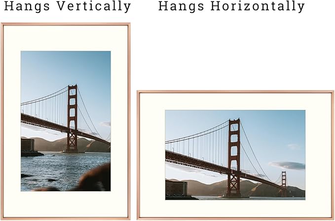 Frametory, 16x24 Metal Picture Frame with Mat for 12x18 Picture & Real Glass, Aluminum Photo Frame Collection (Rose Gold, 2 Pack)