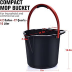 Matthew Cleaning 4.2 Gallon Mop Bucket, Heavy Duty Plastic Cleaning Bucket with Built-in Pour Spout, Mop Holder and Comfort Grip Handle, House and Commercial Cleaning Supplies, 1 Pack Black