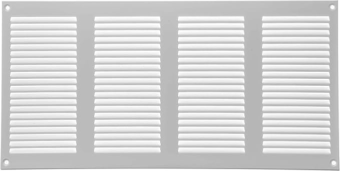 Repa Market 5-Pack Air Vent Cover 16x8 Inch (Outer Dimensions) White Galvanized Steel Louvered Grill Cover with Mesh Screen/Wall or Ceiling Vent/HVAC Register for Indoor and Outdoor Ventilation