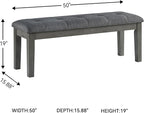 Signature Design by Ashley Hallanden Rustic Tufted Upholstered Dining Room Bench, Gray