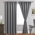 JIUZHEN Blackout Curtains for Bedroom - 60 Inch Extra Wide Thermal Insulated Room Darkening Privacy Soundproof Curtains for Living Room, Set of 2 Panels with Tiebacks, 60 x 84 inches, Light Grey
