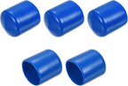 uxcell 5pcs Rubber End Caps 22mm ID Vinyl Round Tube Bolt Cap Cover Screw Thread Protectors Blue