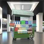 Portable Food Cart with Canopy, Mobile Vendor Display Stand with Lockable Wheels, Outdoor Food Stall Trolley, Foldable Commercial Display Cart for Market, Street Food & Events(Green)