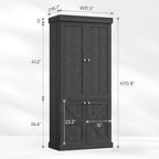 70.8" Tall Bookshelf with Doors, Farmhouse Modular Bookcase with 4-Tier Adjustable Shelves, Large Storage Cabinet for Home Office, Living Room, Black, Set of 3
