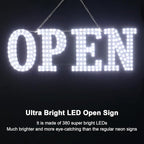 30"x10" Extra Large LED Open Signs for Business with Remote Controlled, 10 Levels Brightness Adjustable Unique Design Super Bright with Chain, High Visibility for Stores Hotel Retail Shop Window Salon