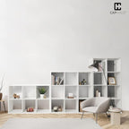 Fencer Wire 13-Inch Cube Storage Organizer Shelf, with Extra Thick Exterior Edge, Room Open Storage Shelf Divider, Bookcase, 6-Cube / 8-Cube / 9-Cube, Colors Available in Rustic Grey Oak and White