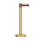 Crowd Control Warehouse CCW Series RBB-150 - Set of 2 Stanchion Retractable Belt Barriers - 16 Foot, Red Belt with Polished Brass Steel Post - Easy Assembly