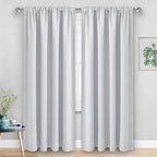 JIUZHEN Curtains for Bedroom - Thermal Insulated Room Darkening Noise Reducing, 52 x 84 Inch Blackout Curtains for Living Room, Light Blocking Drapes Set of 2 Panels with Tiebacks, Greyish White