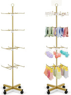 Retail Display Stand Rotating Display Stand 4 Tier Spinning Display Stand for Craft Shows, Jewelry, Keychain, Earring Adjustable Height Retail Display Racks (Gold)