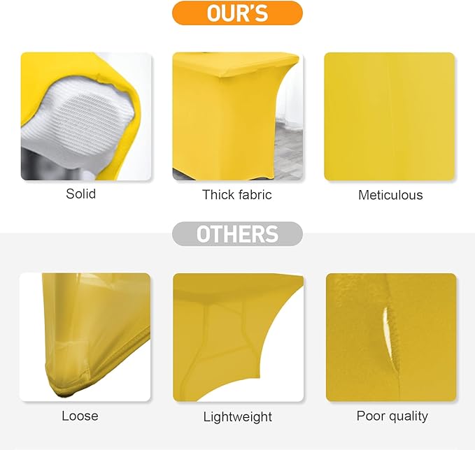 SEPARO 2 Pack 6 Ft Yellow Table Cover Fitted Rectangular Tablecloth Stretchable Fabric Table Cloth 6 ft Wrinkle-Free for Party Tradeshows Banquet Weddings Cocktail