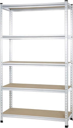 Amazon Basics 5-Tier Medium Duty Storage Shelving Single Post Press Board Shelf - 48 x 18 x 72 Inches, Aluminum