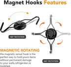 MIKEDE 120 LBS Black Magnetic Hooks, 6 Pack Swivel Swing Magnet Hooks Heavy Duty, Strong Neodymium Magnets Hanger for Hanging, Grill, Cruise Cabins - 32mm(1.26in) in Diameter