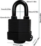 Heavy Duty Weather-Resistant Padlock with Chain, Anti-Theft Advanced Hardened Security Chain Lock for Fences, Backyard Gates, Motorcycles, Bicycles, Outdoor Furniture (Lock+Chain)