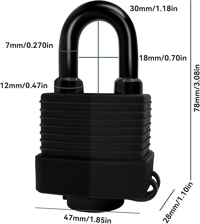 Heavy Duty Weather-Resistant Padlock with Chain, Anti-Theft Advanced Hardened Security Chain Lock for Fences, Backyard Gates, Motorcycles, Bicycles, Outdoor Furniture (Lock+Chain)