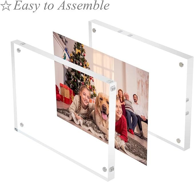 NIUBEE 8x10 Acrylic Picture Frames 3 Pack, Clear Tabletop Double Sided Magnetic Photo Frames