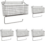Spectrum Diversified Pegboard/Wall Mount Basket and Paper Towel Holder, 5.5" L X 15.25" W, Industrial Gray (Pack of 5)