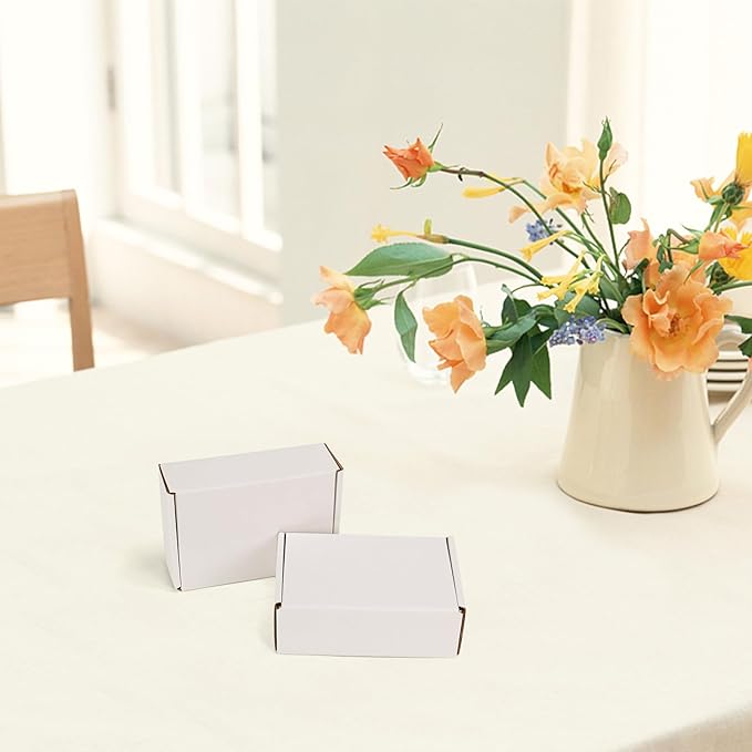 HORLIMER 6x4x2 inches Shipping Boxes Set of 75, White Corrugated Cardboard Box Literature Mailer