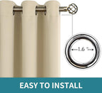 BGment Beige Sliding Door Curtain 96 Inch Long - Wide Room Darkening Room Divider Curtain for Bedroom Privacy Themral Insulated Grommet Room Separator Drape, 1 Panel, 100 X 96