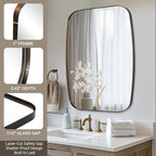 ANDY STAR Brushed Bronze Bathroom Mirror, 30x36 Oblong Mirror with Stainless Steel Metal Frame, Oval Vanity Mirror for Over Sink, Modern Anti Rust Wall Mounted