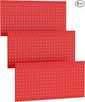 TORACK 3 PCS Metal Pegboard Panels(12x24 inch) for Wall Garage Tools Storage Pegboard System for Workbench, Modular Peg Board Tool Organizer Board Kit(Pack of 3, Red)