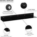 30 Inches Acrylic Long Wall Shelf Set of 2, Black Wall Mounted Acrylic Bathroom Storage Shelves Display Organizer, 2 Pack(30 Inch)