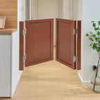 Solid Wood Interior Swing Door with Metal Hinges - Swinging Cafe Doors for Kitchen, Stairs, Bedroom Entrance & Partition (Brown, 39.37"X35.43")
