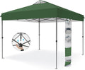 PHI VILLA 10x10ft 1-Person Setup Pop Up Canopy Tent Instant Portable Shelter w/ 1-Button Push, Case, 4 Weight Bags - Green