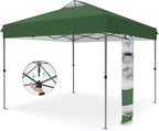 PHI VILLA 10x10ft 1-Person Setup Pop Up Canopy Tent Instant Portable Shelter w/ 1-Button Push, Case, 4 Weight Bags - Green