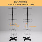 Black Spinning Rotating Display 6-Tier Heavy-Duty Retail Display Rack with Hooks for Jewelry, Keychains, Socks, Toys Commercial Use