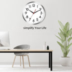 AKCISOT Wall Clock 10 Inch Silent Wall Clocks Battery Operated Non Ticking - Modern Silver Clock Decorative for Kitchen, Bathroom, Bedroom, Living Room, Office, Home(Silver)