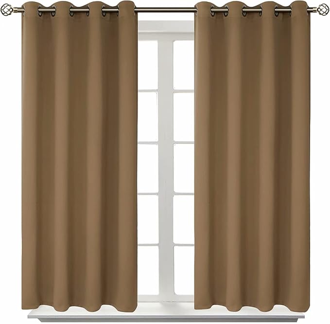 BGment Blackout Curtains for Living Room - Grommet Thermal Insulated Room Darkening Curtains for Bedroom, 2 Panels of 52 x 54 Inch, Taupe