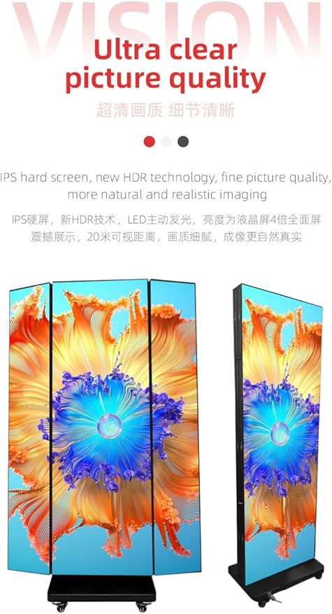 LED Digital Signage Display (P1.86 Spliceable LED Poster Screen, with Publishing System, Foldable Advertising Display Kiosk, Suitable for Events and Rental Scenarios, Supports WiFi/USB/HDMI)(90in-)